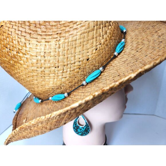 Teardrop Mother of Pearl Earrings Blue Leopard Print Dangle Hook 2.25” Boho Chic - Picture 5 of 5